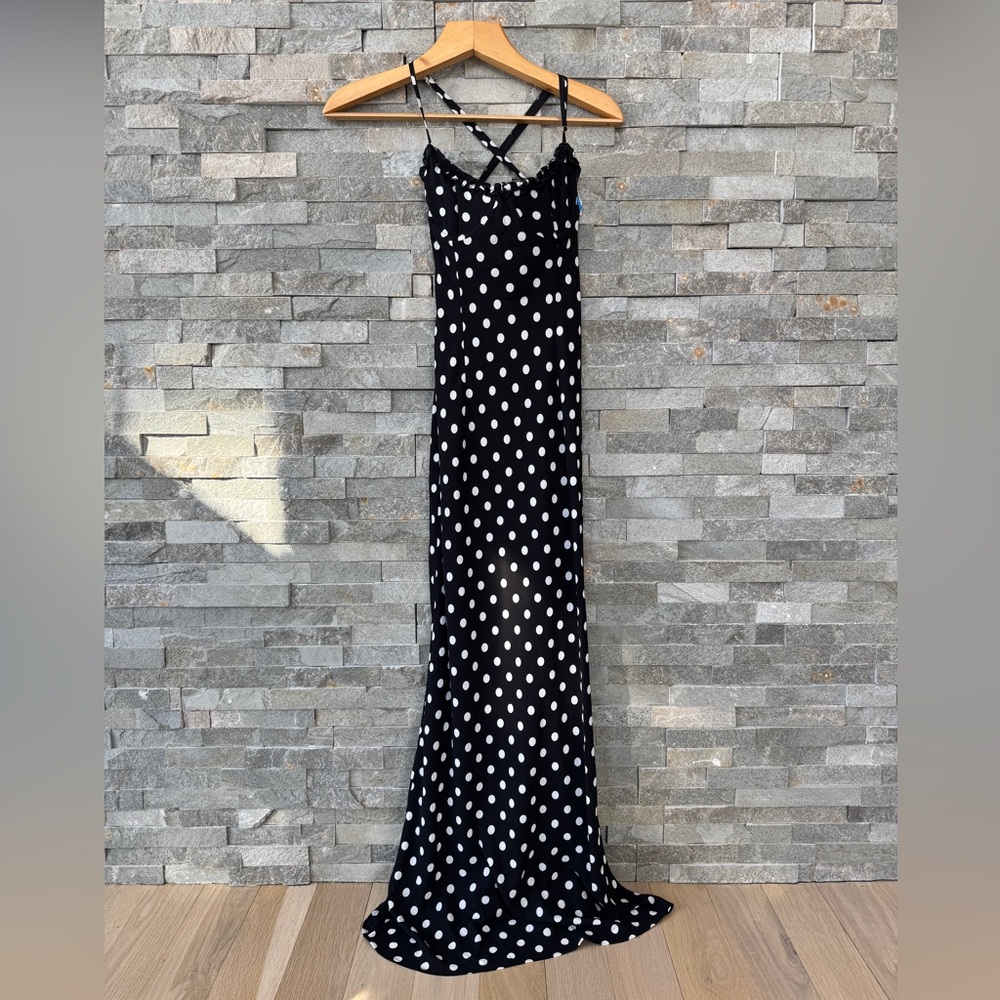 Runaway the Label Black and White Polka Dot Maxi Dress Valentines Day Dress S - Picture 7 of 16